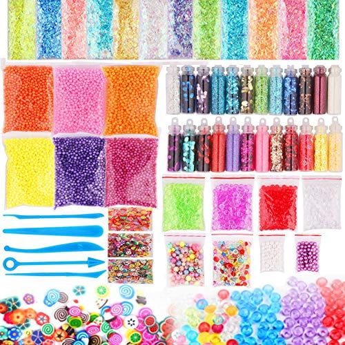 Include Fishbowl Beads Foam Balls Glitter Jars Slime Beads Charms Slime Supplies Kit Slime Tools 93 Simulation Ice Colorful Foam Beads Drop Water Plum Blossom Love Smiley face Slices